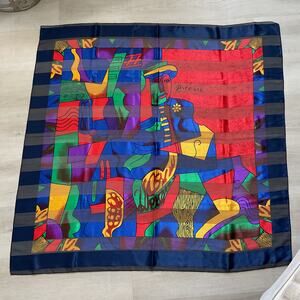 Vintage Picasso Abstract Cubism Silky Scarf Wrap Shawl 40 x 40